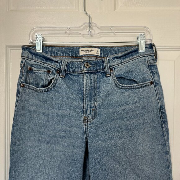 ABERCROMBIE & FITCH Mid Rise 90s Straight Jean Raw Hem 28 Regular - Picture 3 of 7